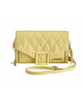 Lorenz Quilted Leather Grain PU Flapover X-Body Bag with Shoulder Strap, Zip Round Pockets & Zipped Coin Section